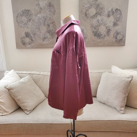 Love, Fire Satin Button-Down Blouse sz 2x - Picture 5 of 11